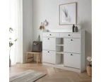 Ryker Wooden Shoe Oganiser Storage Cabinet 2-Drawers 4-Doors White