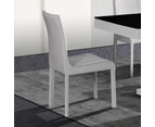 2x Steel Frame White Leatherette Medium High Backrest Dining Chairs with Wooden legs