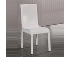 2x Steel Frame White Leatherette Medium High Backrest Dining Chairs with Wooden legs