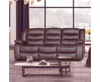 3 Seater Recliner Sofa In Faux Leather Lounge Couch in Brown