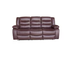 3 Seater Recliner Sofa In Faux Leather Lounge Couch in Brown