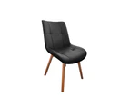 HomeStar Set Of 2 Mali PU Leather Kitchen Dining Chair Timber Legs Black/Natural