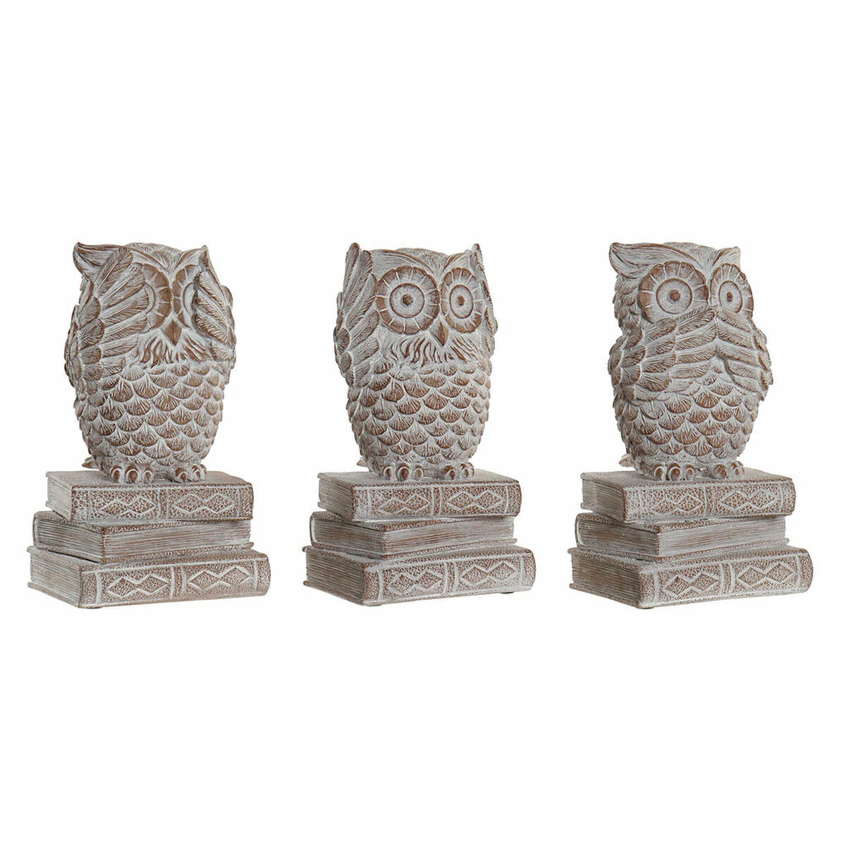 Decorative Figure Dkd Home Decor White Owl Stripped 11 X 11 X 20 Cm 3 Units