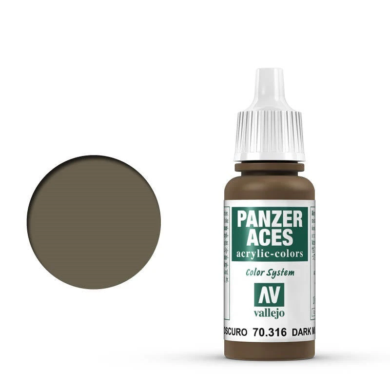 Vallejo 70316 Panzer Aces Dark Mud 17 ml Acrylic Paint