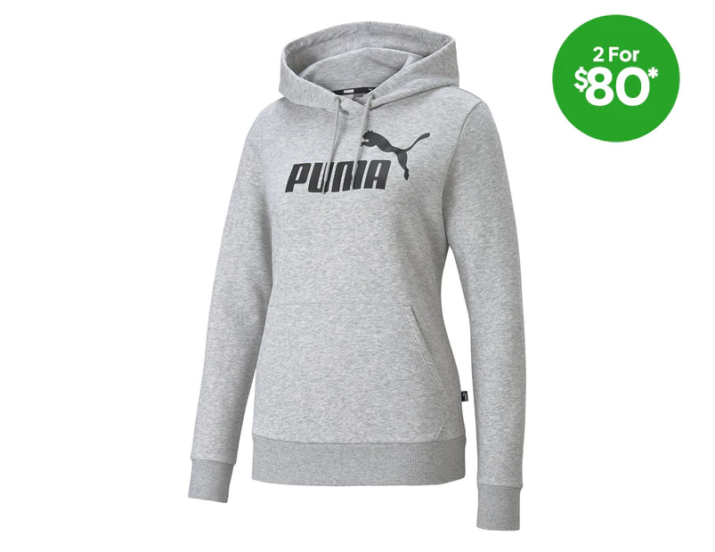 Puma Women's Essentials Logo Fleece Hoodie - Light Grey Heather