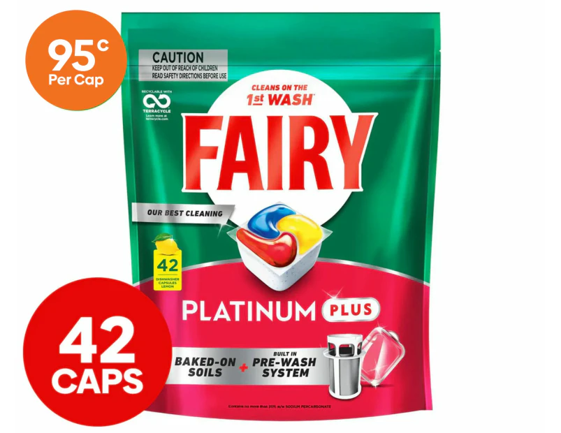 Fairy Platinum Plus Dishwasher Capsules Lemon 42pk