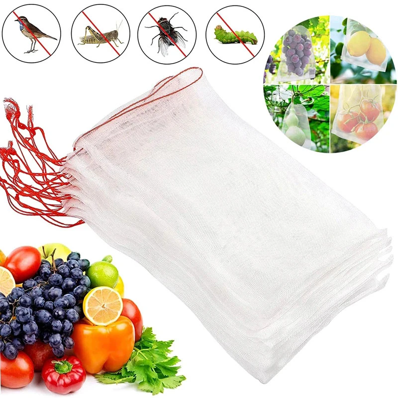 30pcs 21"X14" Fruit Protecting Bag, Garden Mesh Bag with Drawstring, Mesh Barrier Bag