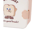 White Toast Pattern Lid Children Bento Box Cartoon Look Divider Food Container School Portable Lunch Storage Box