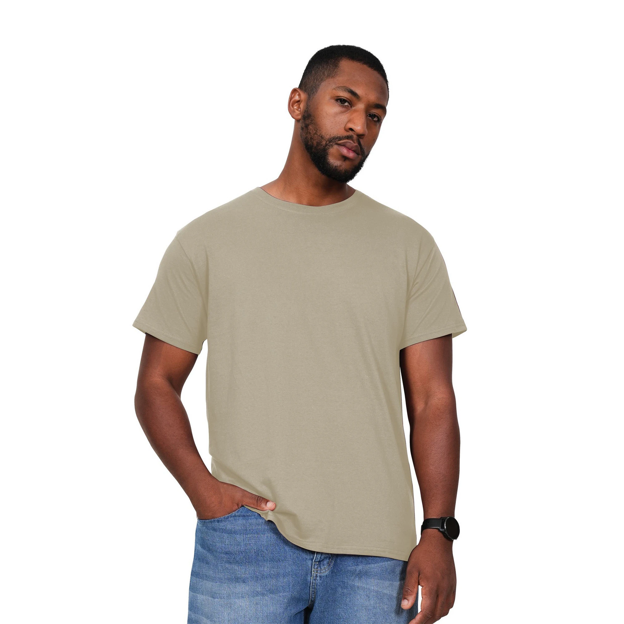 Casual Classics Mens Ringspun Cotton Longline T-Shirt (Ecru) - AB602