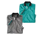 Atlas For Men Mens Sporty Polo Shirt (Pack of 2) (Grey/Green/Black) - AF389