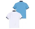 Atlas For Men Mens Short-Sleeved Polo Shirt (Pack of 2) (White/Sky Blue) - AF257