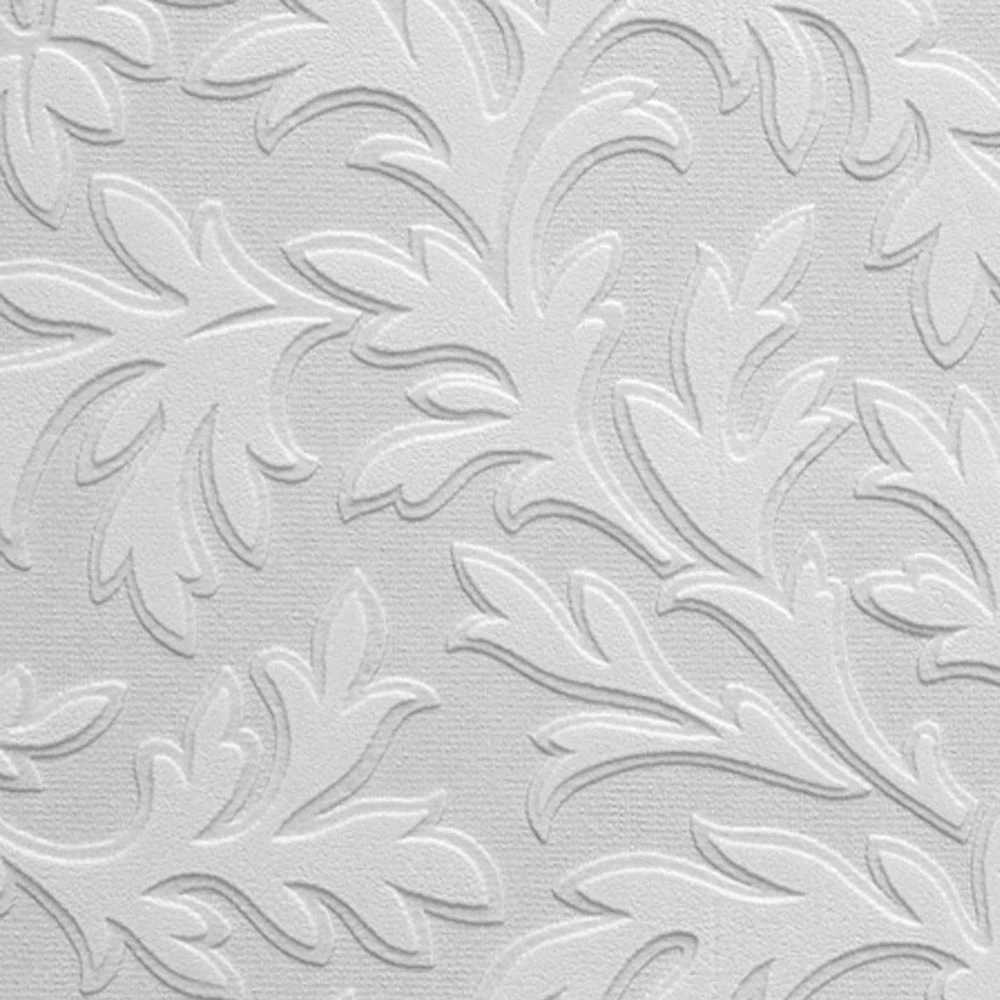 Anaglypta Leaf Vinyl Textured Wallpaper (White) - AG3127