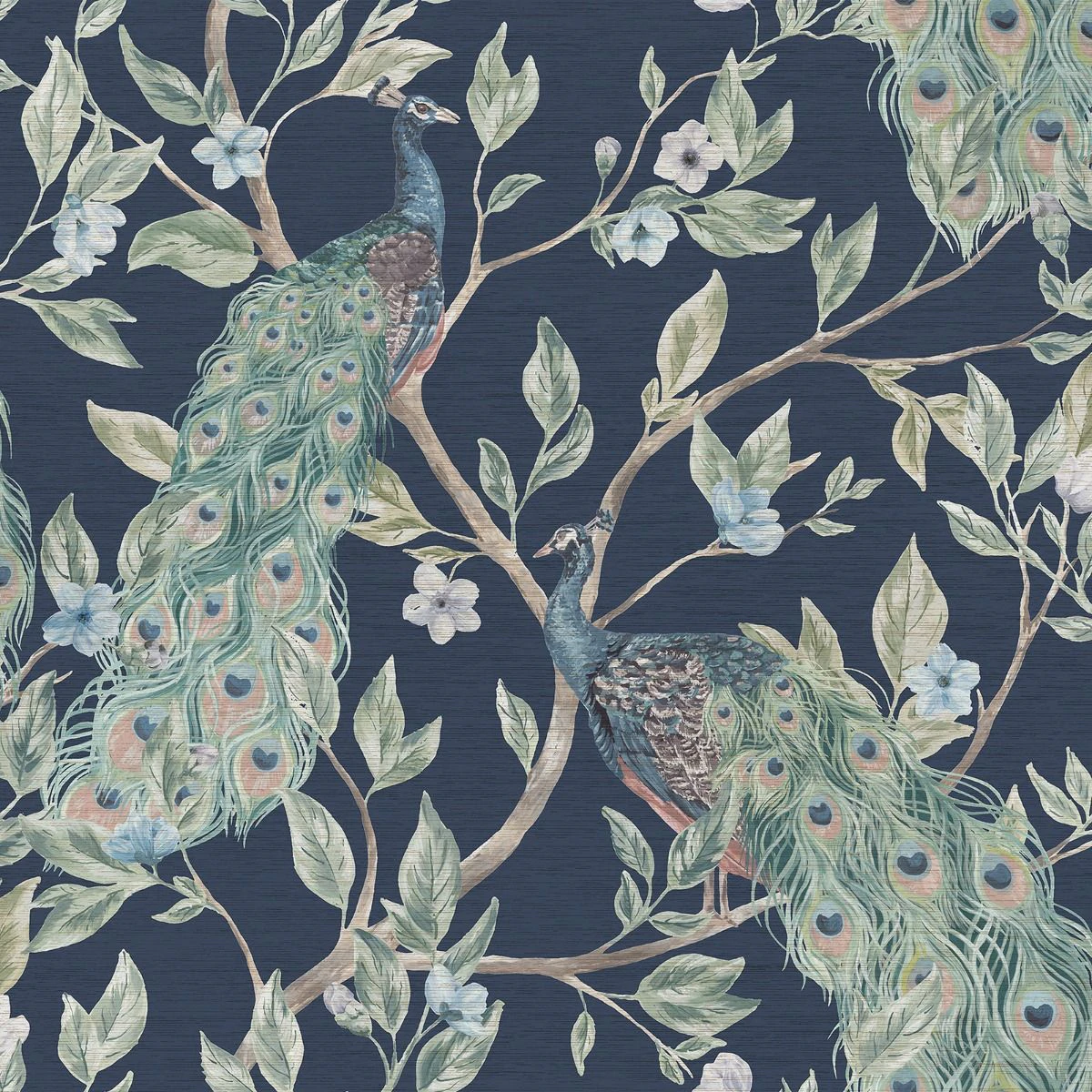 World of Wallpaper Keeka Peacock Wallpaper (Navy) - AG3109