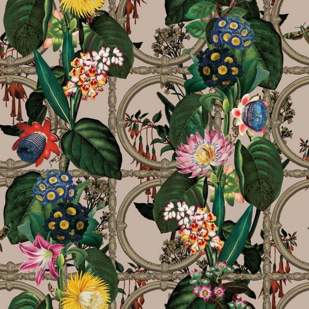 Holden Décor Outside In Floral Gate Wallpaper (Cream/Green/Pink) - AG2179