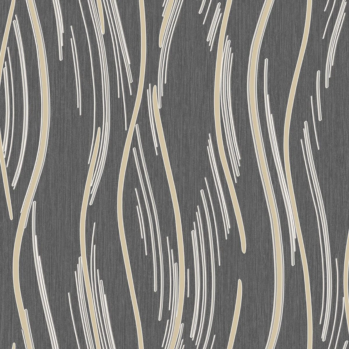 World of Wallpaper Shimmer Wave Textured Wallpaper (Black/Gold) - AG3400