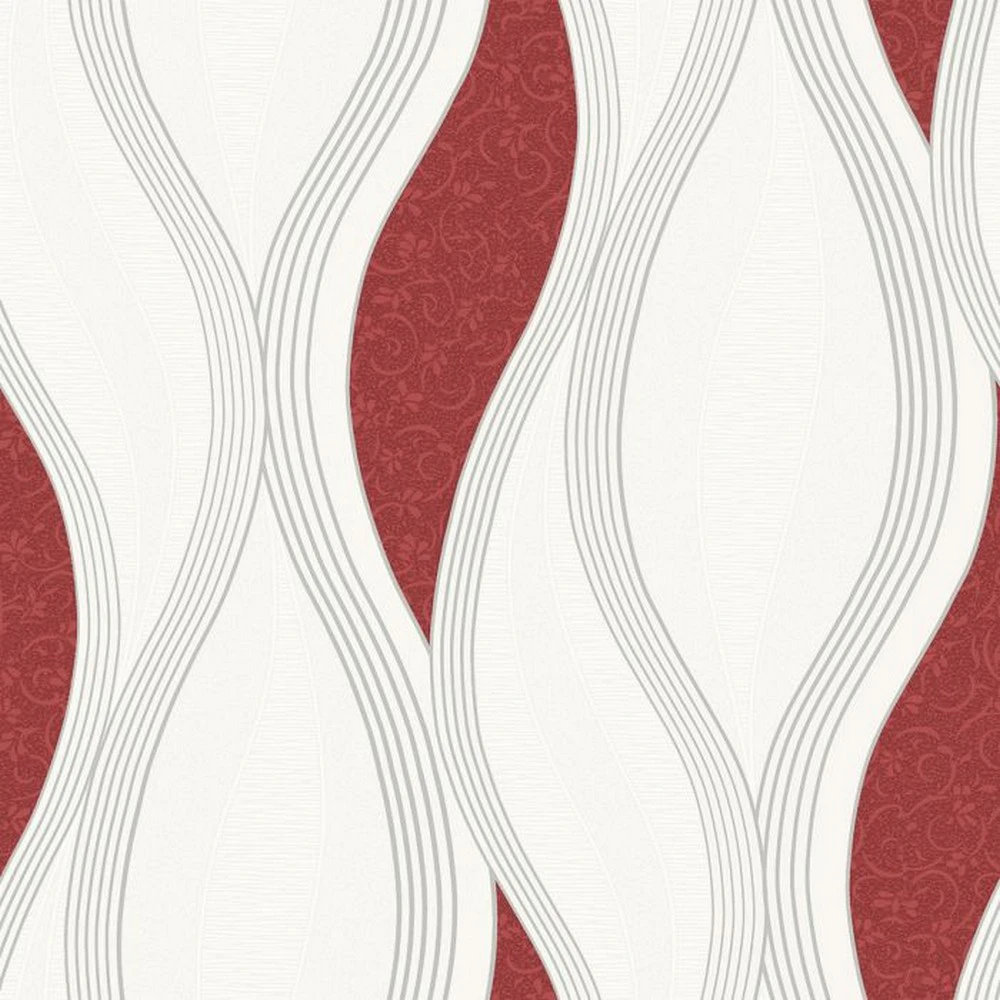 Direct Wallpapers Wave Textured Wallpaper (Red/White/Silver) - AG375