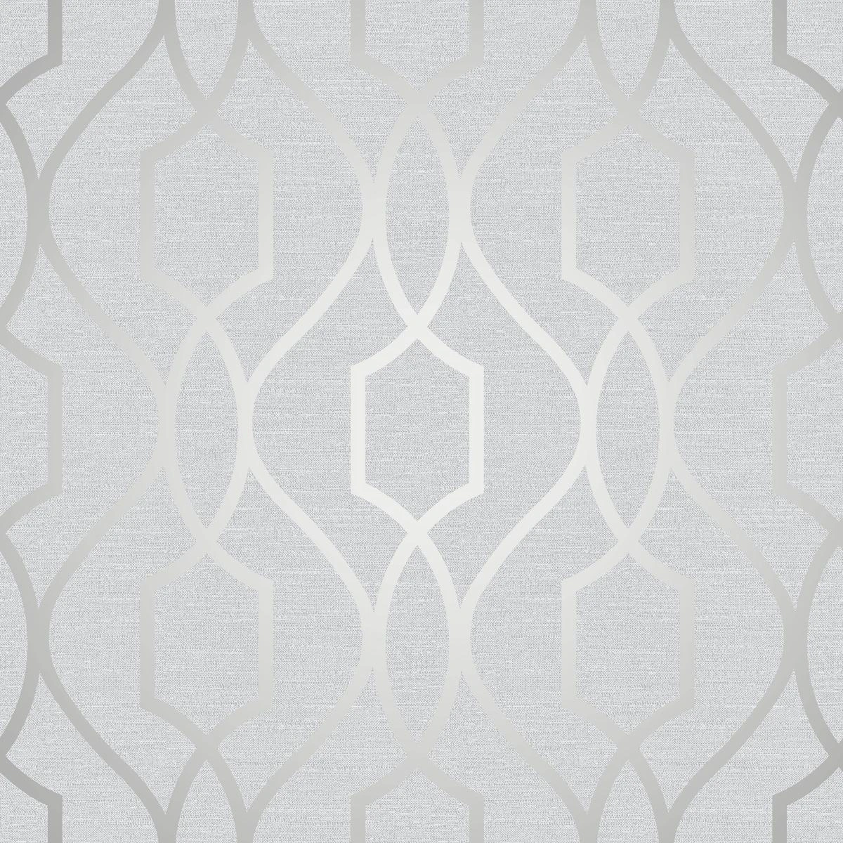 Fine Decor Apex Geometric Trellis Wallpaper (Stone/Silver) - AG2224