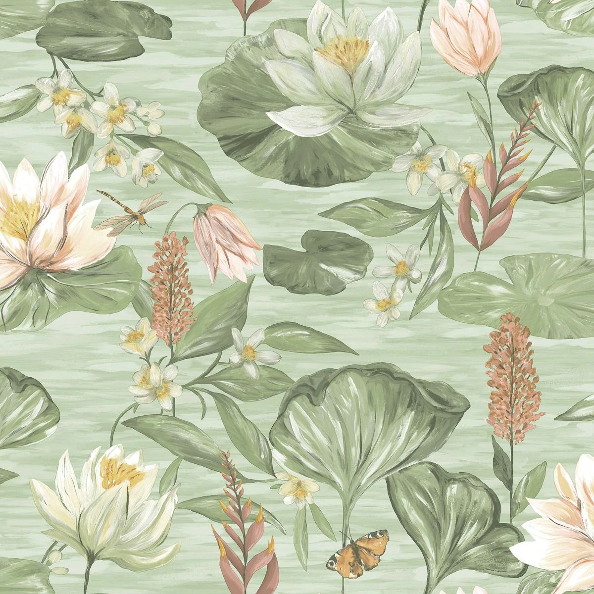 Holden Décor Rural Paradise Lily Pads Wallpaper (Green) - AG3096