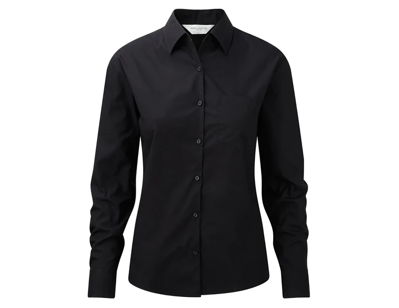 Jerzees Ladies/Womens Long Sleeve Pure Cotton Work Shirt (Black) - BC2734