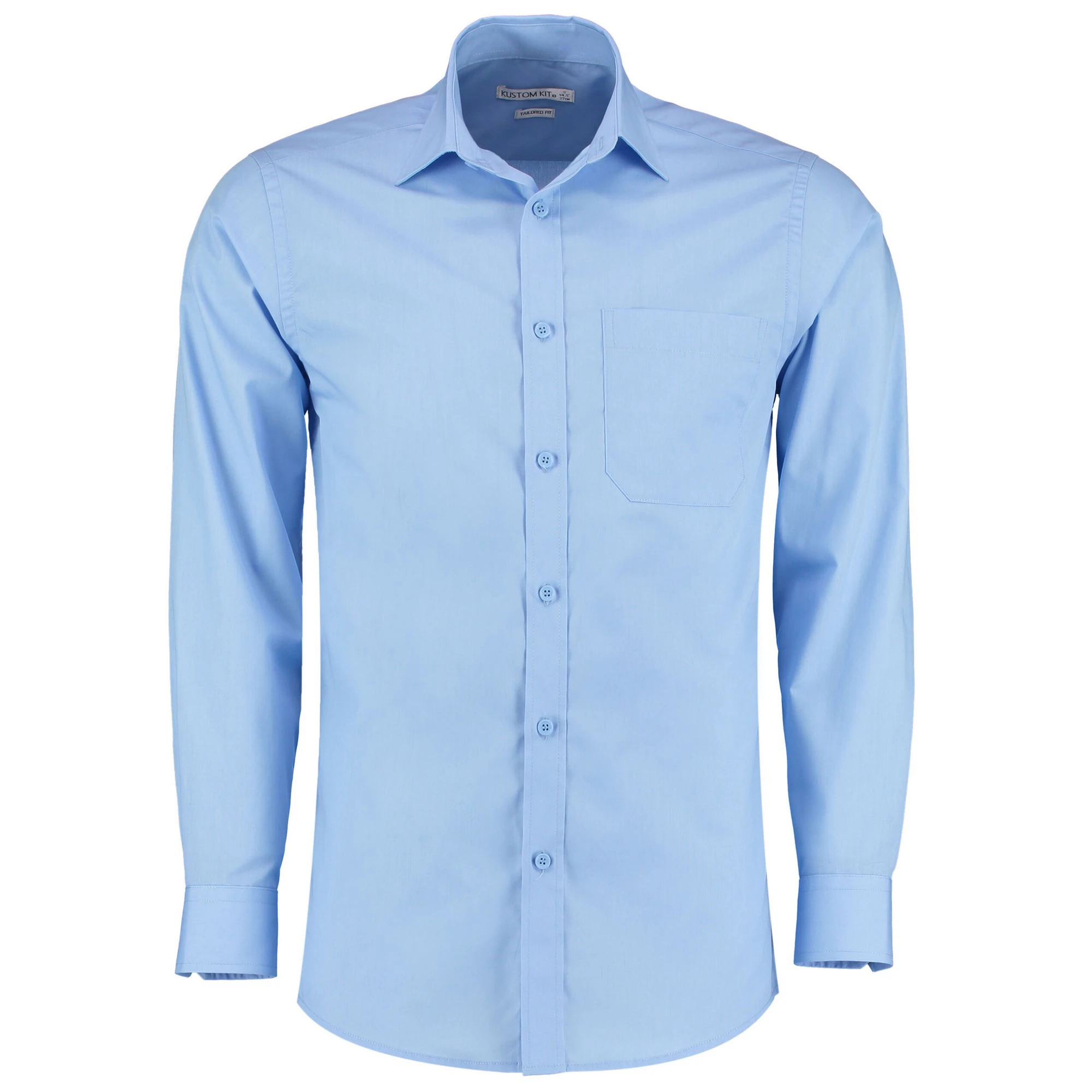 Kustom Kit Mens Poplin Tailored Long-Sleeved Formal Shirt (Light Blue) - BC5331