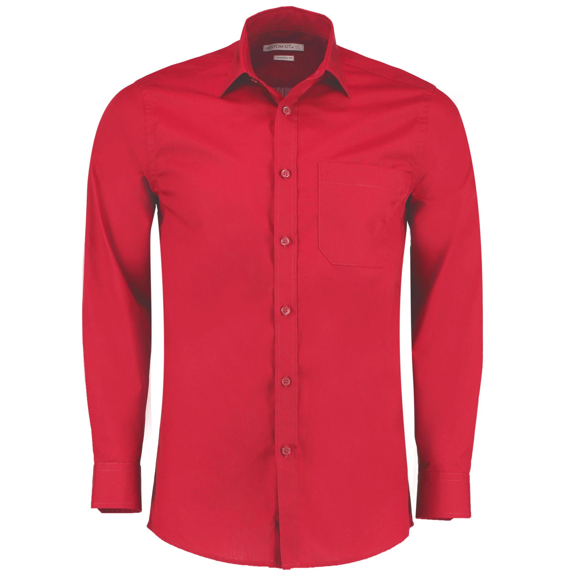 Kustom Kit Mens Poplin Tailored Long-Sleeved Formal Shirt (Red) - BC5331