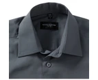 Russell Collection Mens Short Sleeve Poly-Cotton Easy Care Poplin Shirt (Convoy Grey) - BC1029