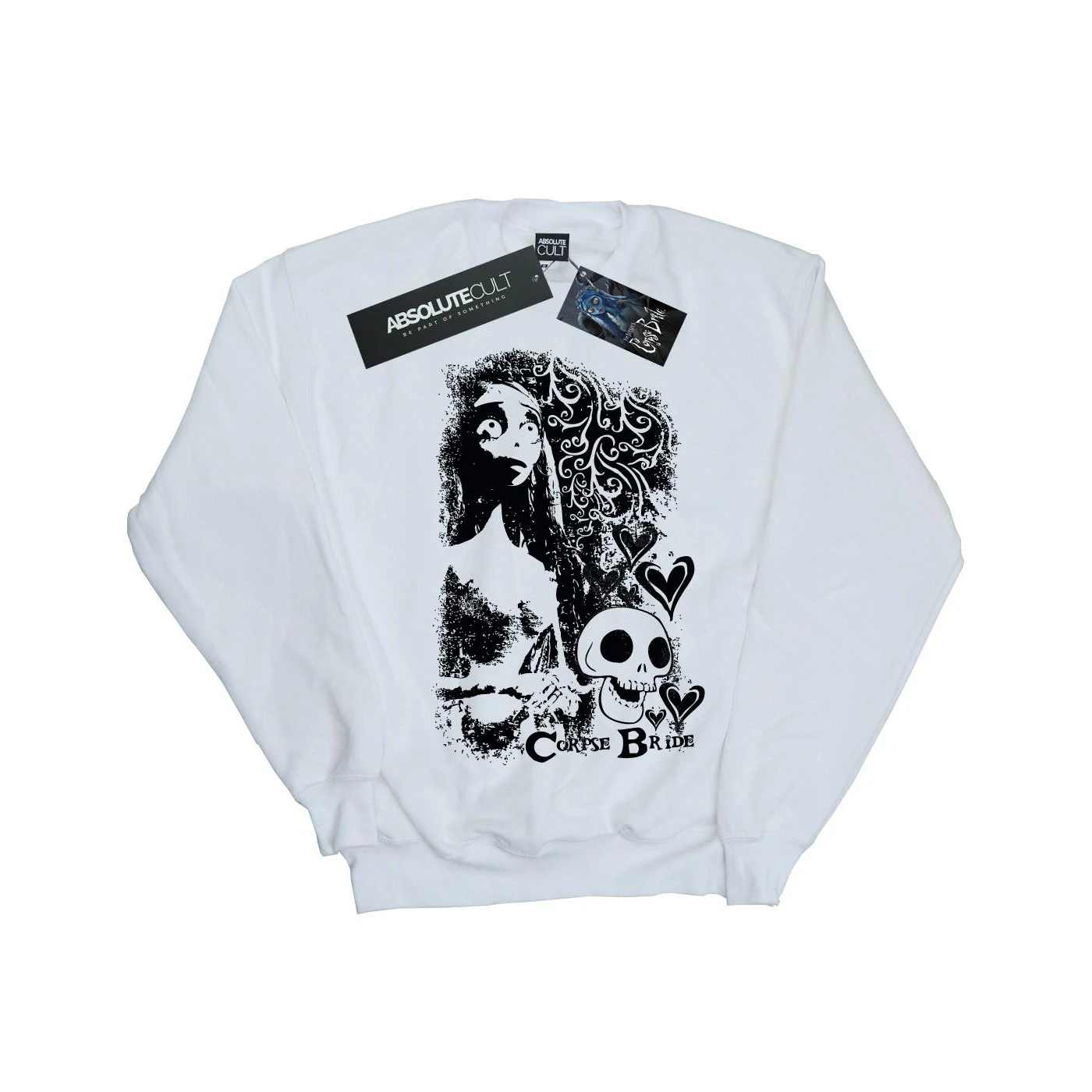 Corpse Bride Girls Skull Logo Sweatshirt (White) - BI11632