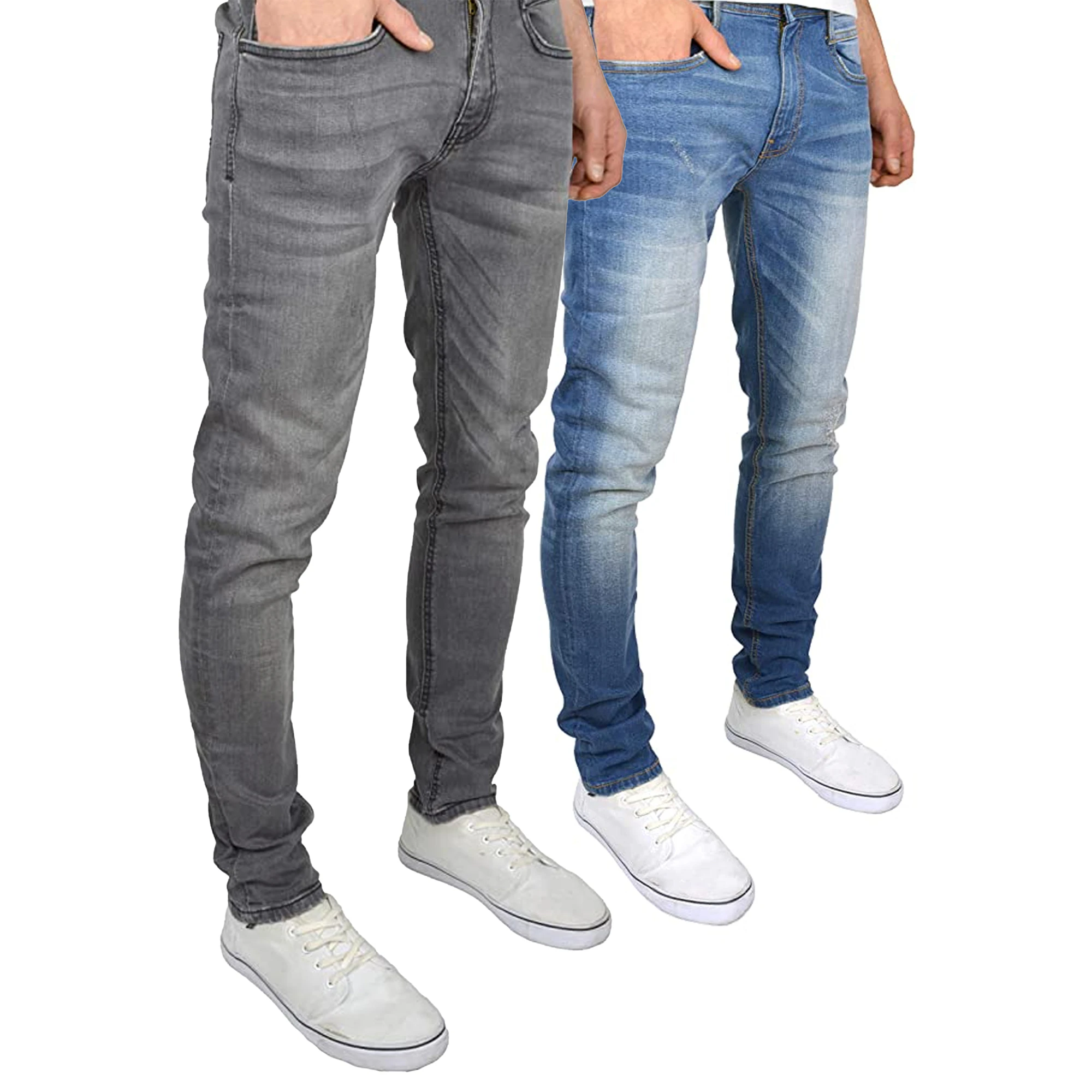 Duck and Cover Mens Tranfold Slim Jeans (Pack of 2) (Grey/Stone Wash) - BG649