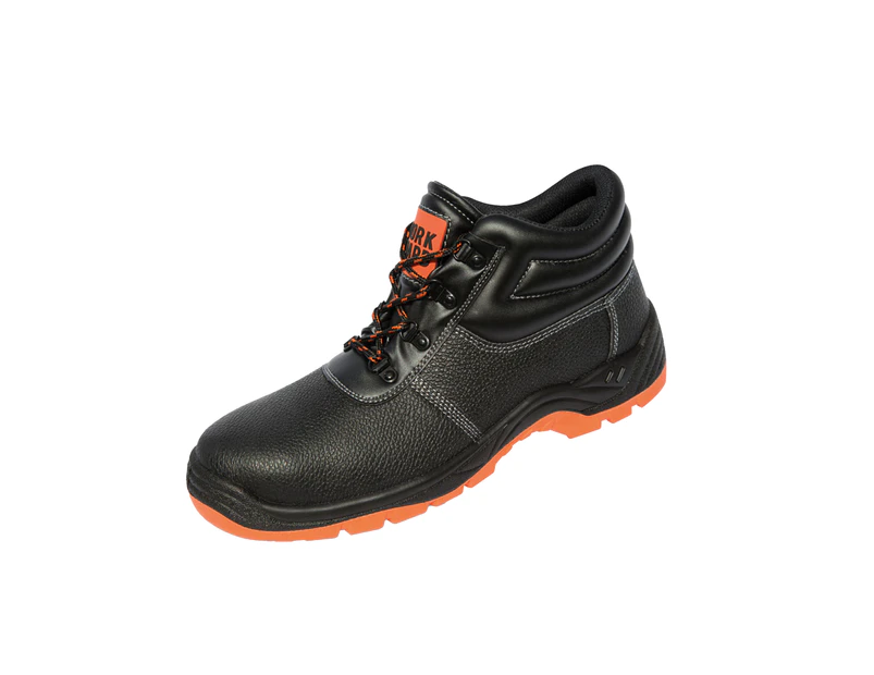 WORK-GUARD by Result Mens Defence Leather Safety Boots (Black/Orange) - BC5559