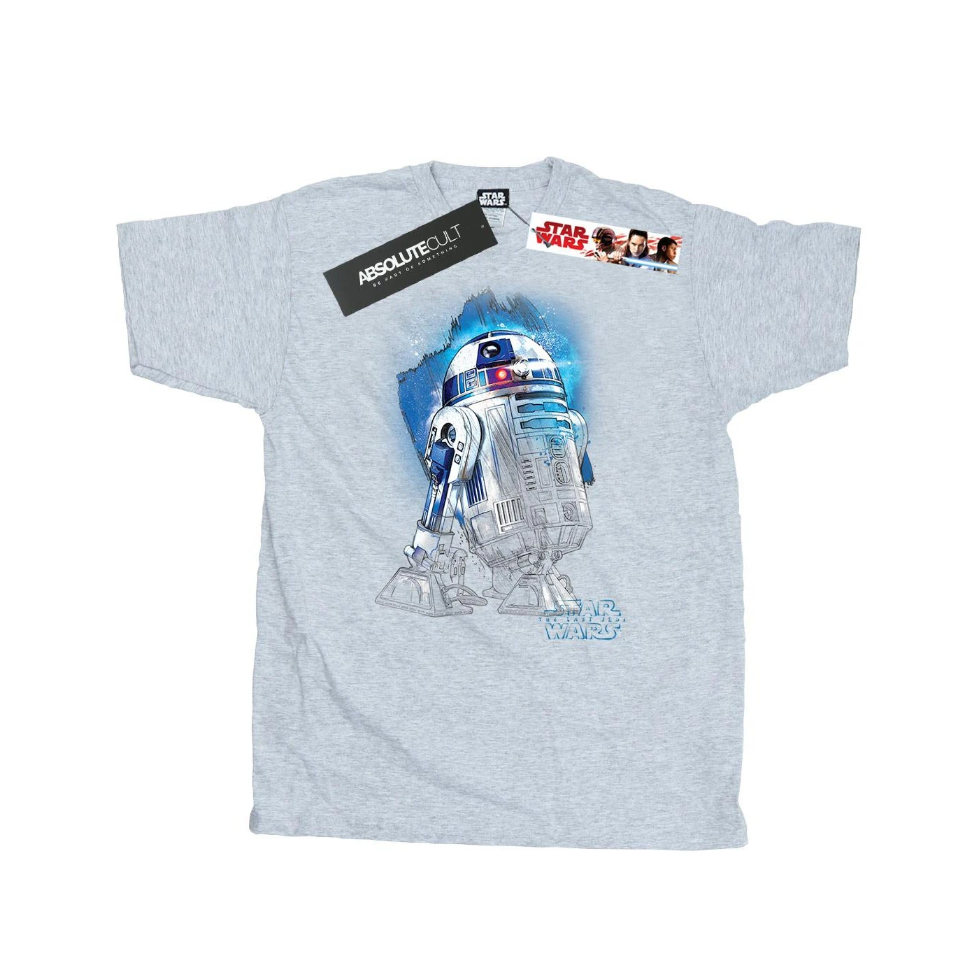 Star Wars: The Last Jedi Mens R2-D2 Brushed Cotton T-Shirt (Sports Grey) - BI1110