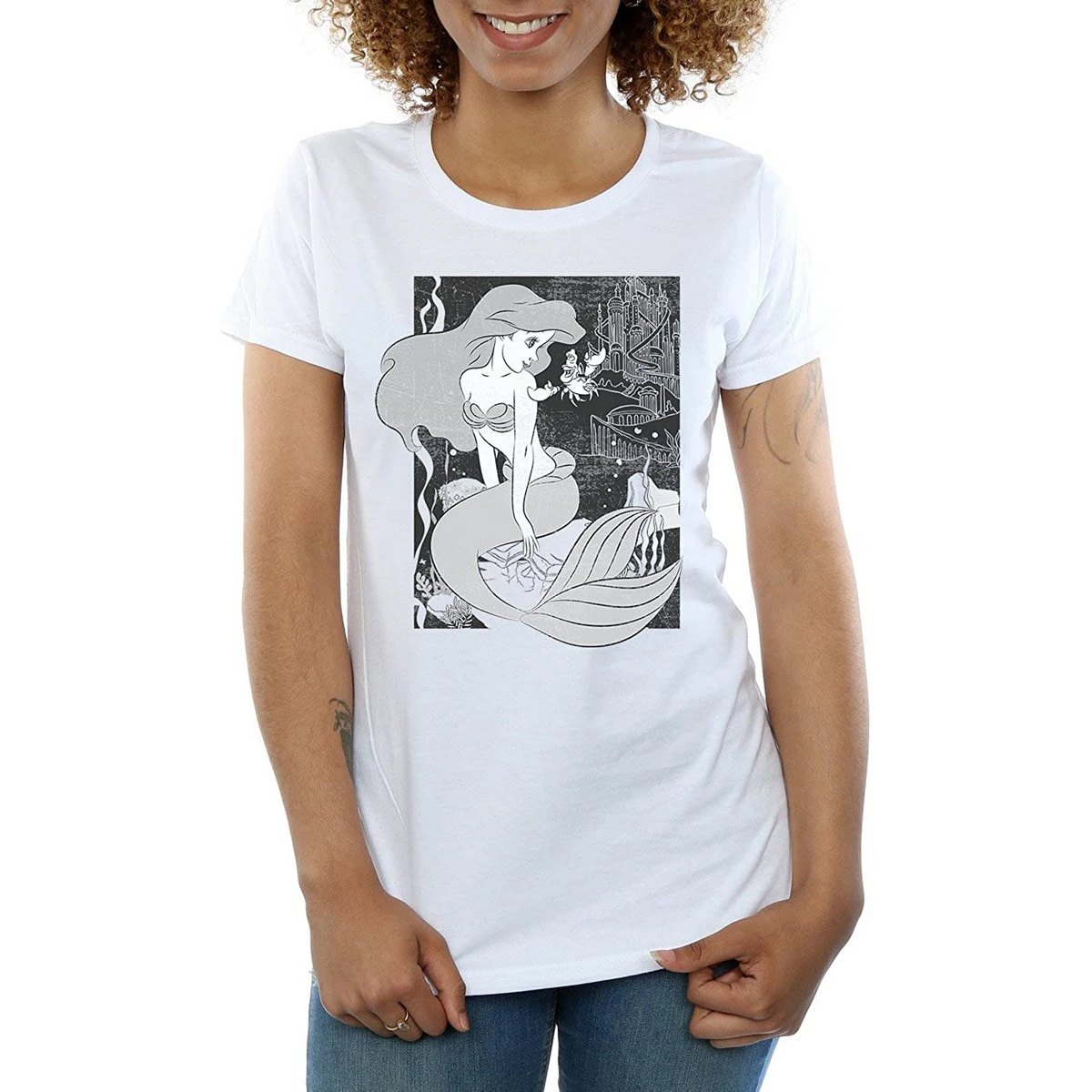 The Little Mermaid Womens Cotton T-Shirt (White) - BI1032