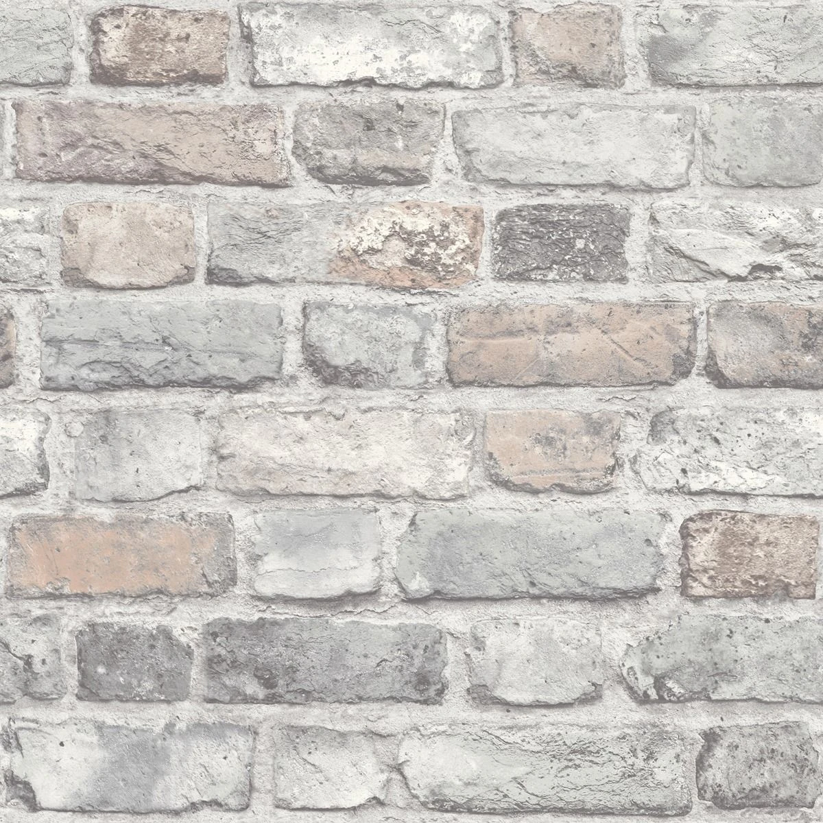 Grandeco Brick Effect Vinyl Wallpaper (Pastel Grey/Pink) - AG3439