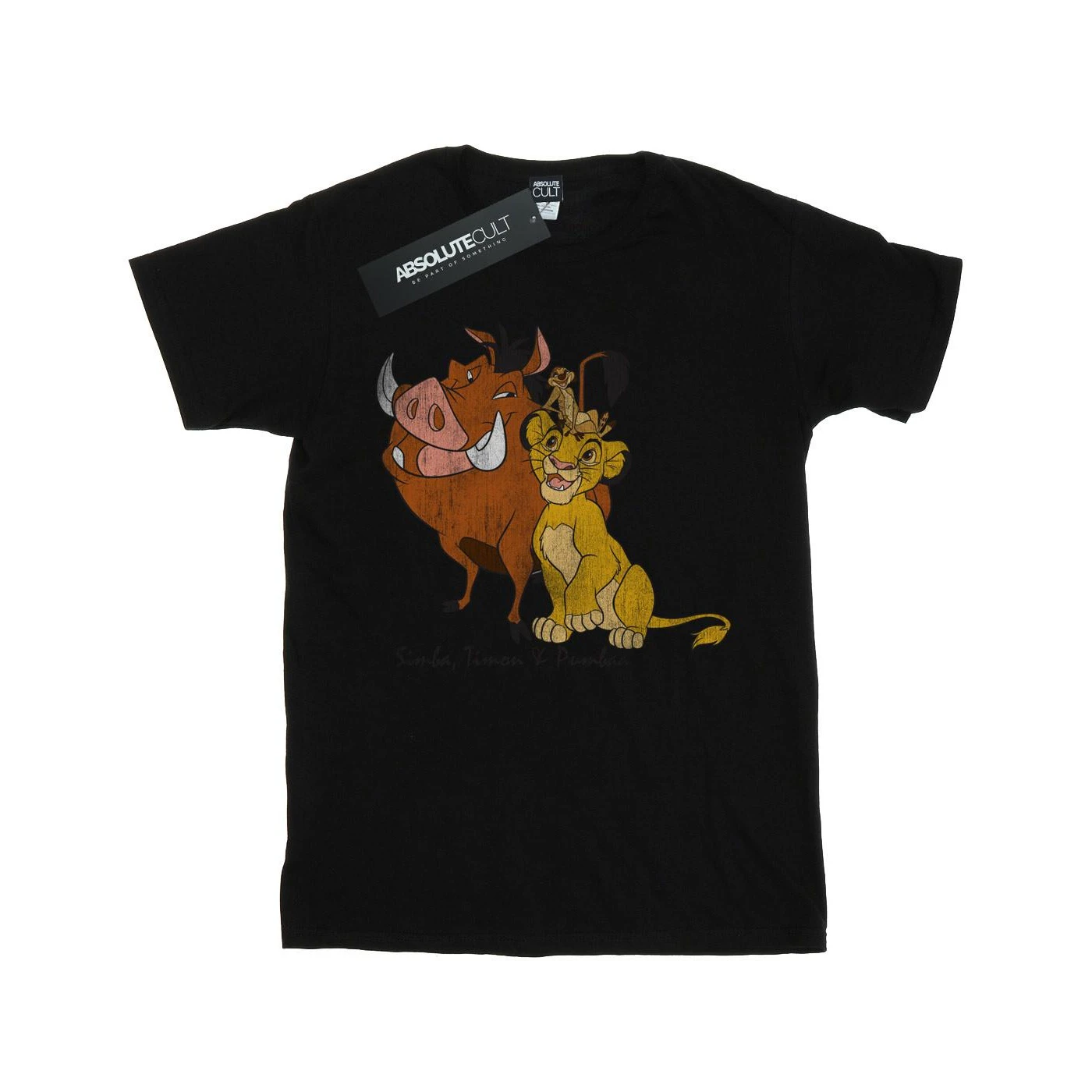 The Lion King Womens Classic Simba Timon & Pumba Cotton Boyfriend T-Shirt (Black) - BI1002