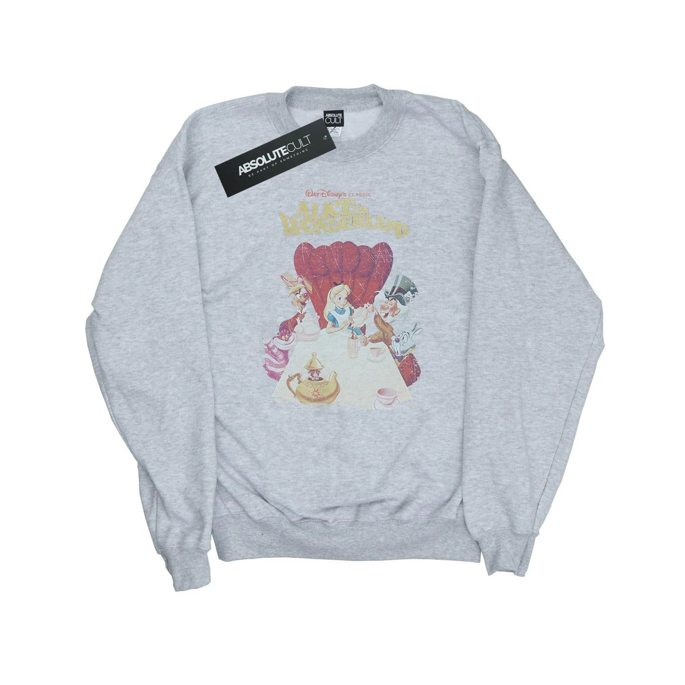 Alice In Wonderland Womens Poster Retro Cotton Sweatshirt (Heather Grey) - BI1101