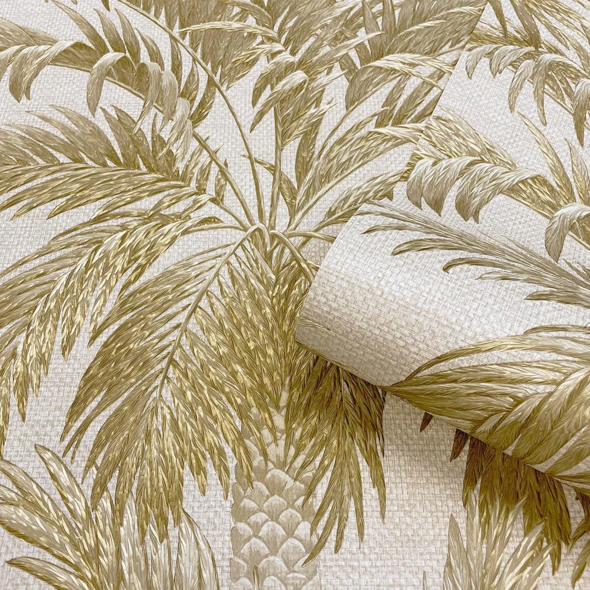 Belgravia Palm Tree Textured Wallpaper (Gold/Beige) - AG526