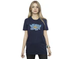 DC Comics Womens Batman Graffiti Logo Cotton Boyfriend T-Shirt (Navy Blue) - BI13437
