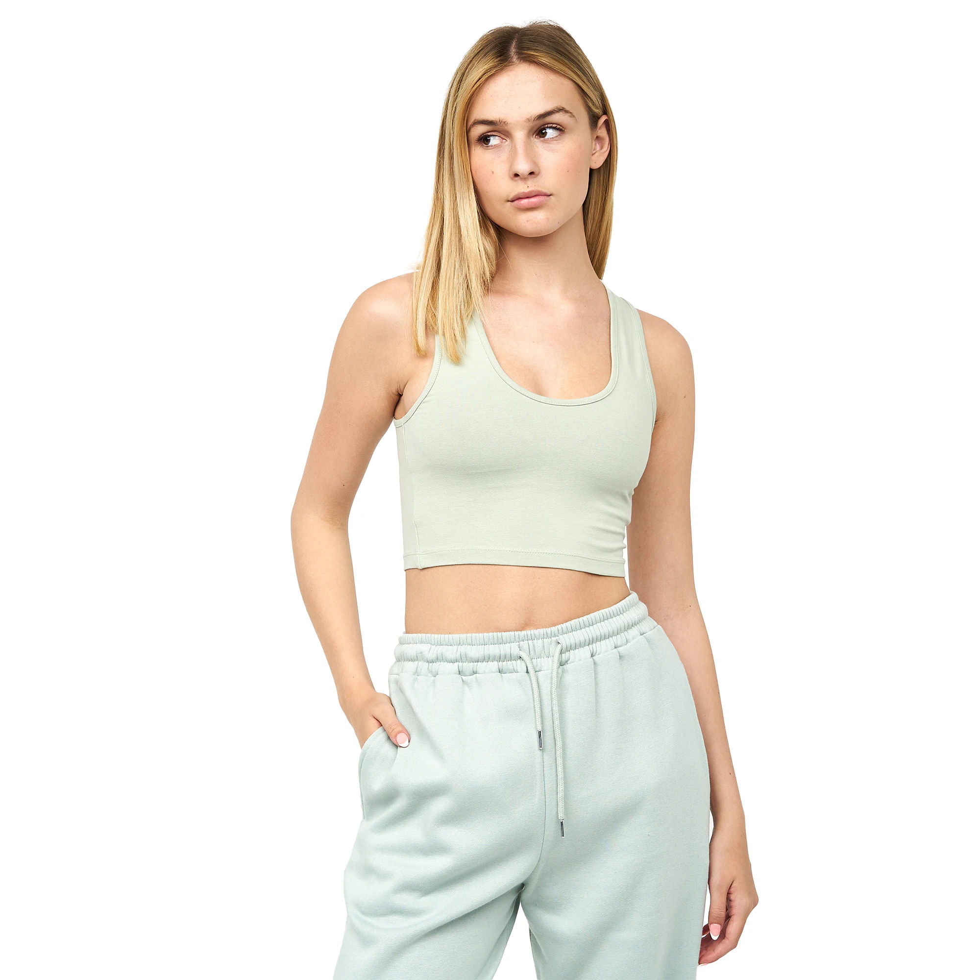 Juice Womens Mazey Cropped Vest Top (Sage) - BG512