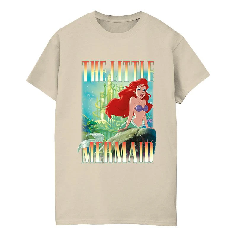 The Little Mermaid Womens Ariel Montage Cotton Boyfriend T-Shirt (Sand) - BI1278