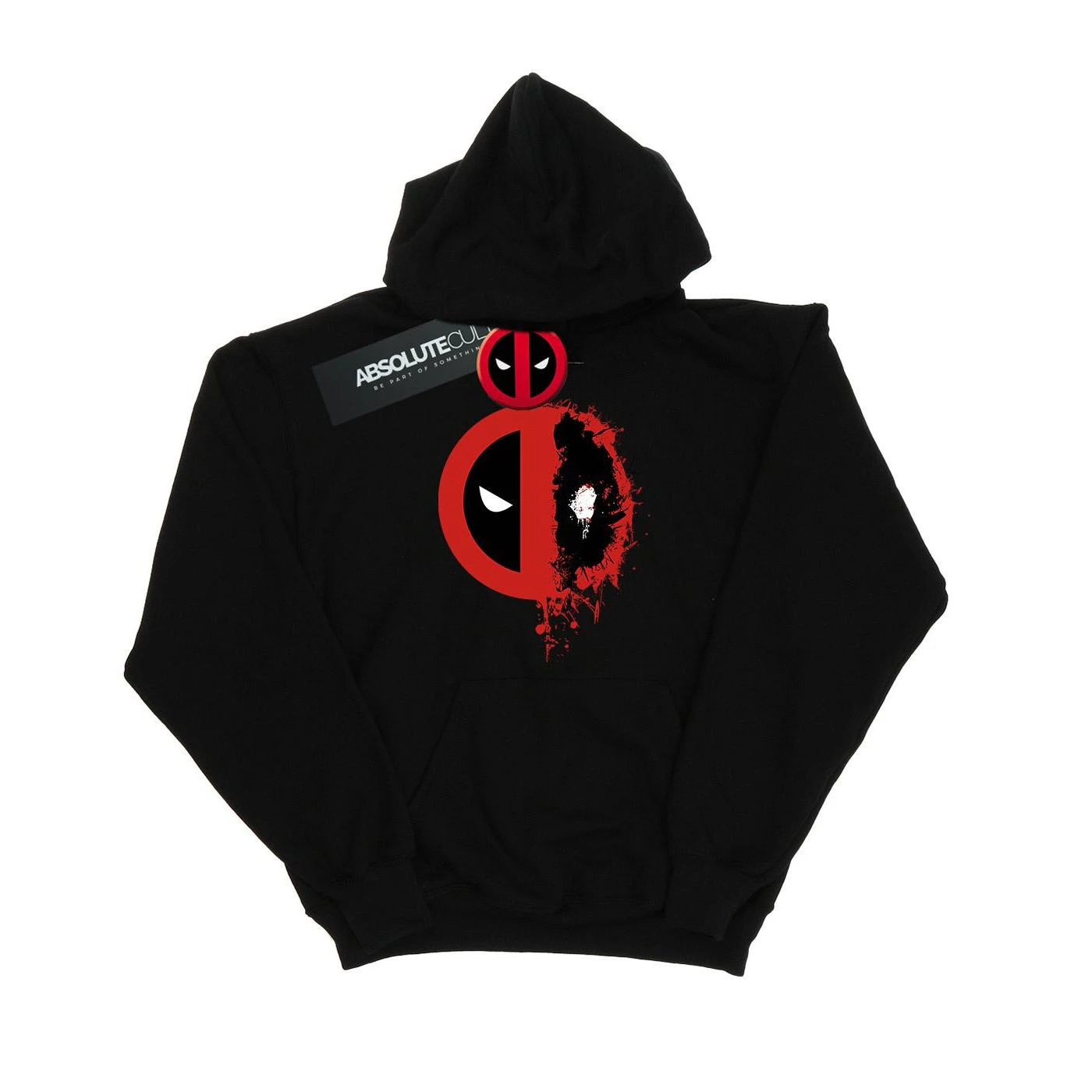 Deadpool Mens Paint Splatter Logo Hoodie (Black) - BI1254