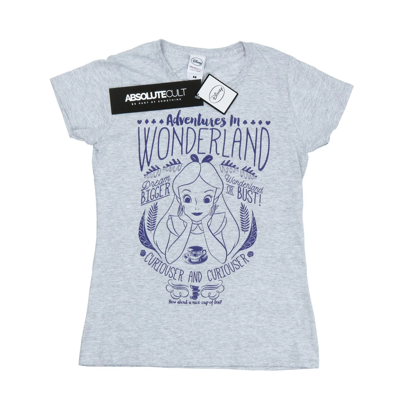 Alice In Wonderland Womens Adventures Heather T-Shirt (Heather Grey) - BI1396