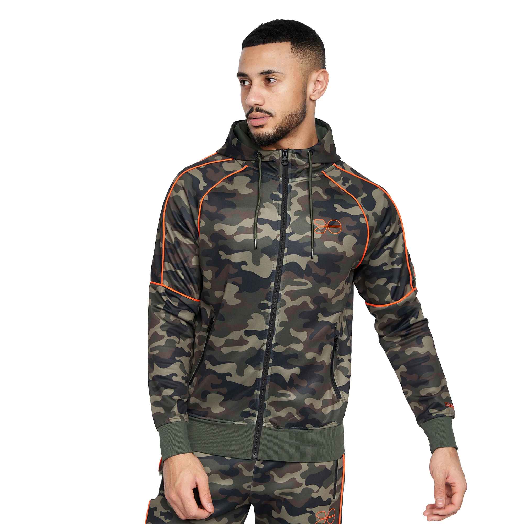 Crosshatch Mens Brickcount Camo Tracksuit Top (Green) - BG670