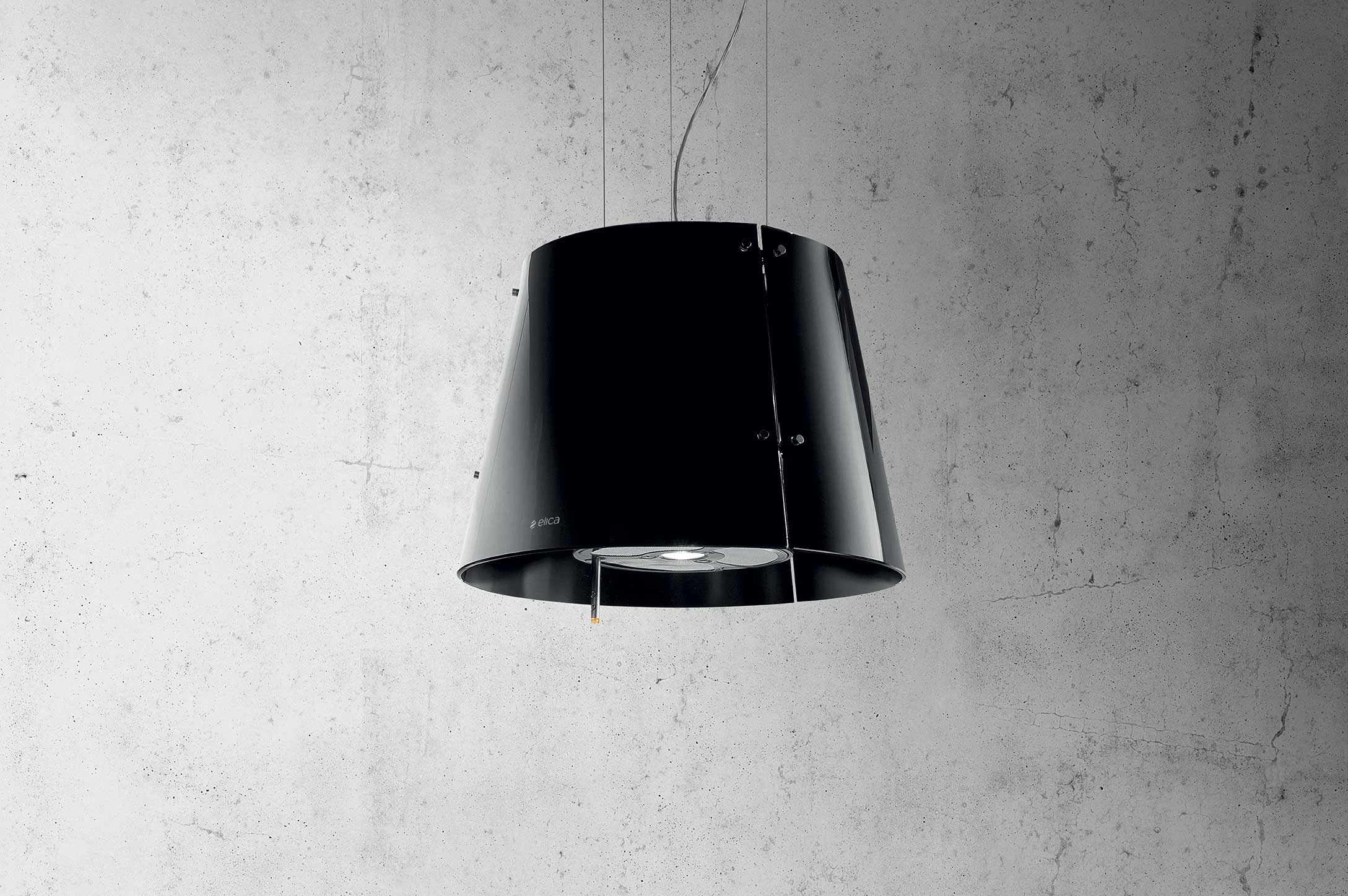 Elica 51cm Grace Suspended Island Rangehood- Black Glass