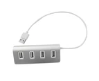 Portable Size Aluminum Alloy Super High Speed 4 Ports USB Hub USB Splitter Adapter With LED Indicator For PC Laptop Computer