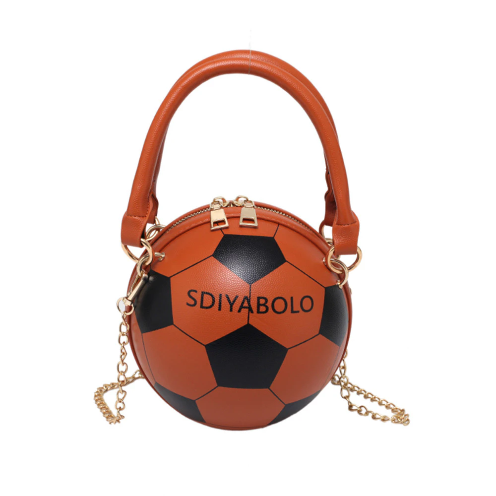 Fashion Bags For Women Football Design Pu Leather Handbag Ladys Chain Crossbody Bag Round Clutches Trendy Women Hand Purse