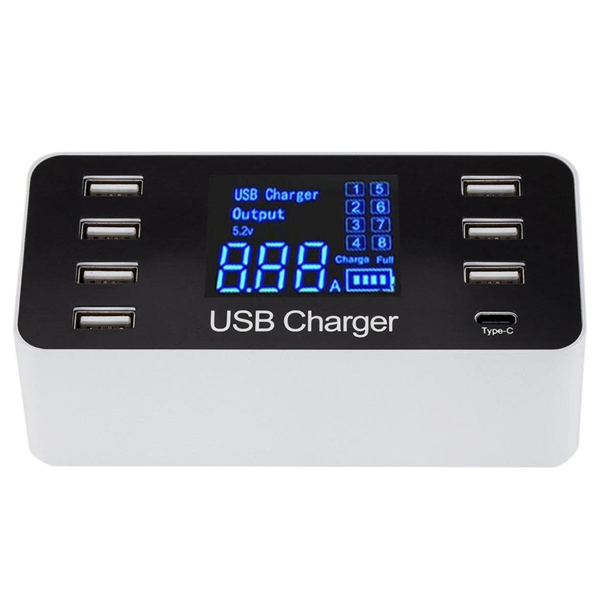 5V 8A 40W Lcd Digital Display 8 Port Usb Charger Recharging Hub Charging Station