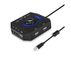T10 Multi-Switch Usb Hub o Adapter External Stereo Card With 3.5 Mm Headphones And Microphone Jack Black
