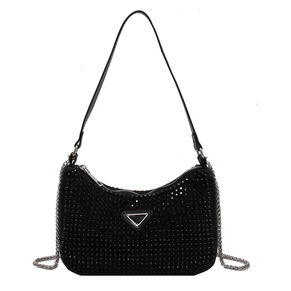 Two Strap Glisten Crystal Underarm Shoulder Bag Women's Luxury Brand Designer Twinkle Chains Small Crossbody Messenger Purses