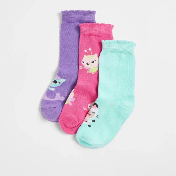 Gabby's Dollhouse Crew Socks 3 Pack - Multi