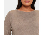 Target Plus Size Curve Hem Knit Jumper - Brown