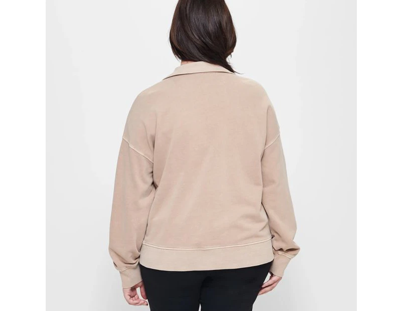 Target Plus Size Washed Polo Jumper - Neutral